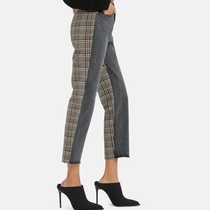 MONSE Women's Half Black Half Plaid Jeans Designer Denim Size 6 $950